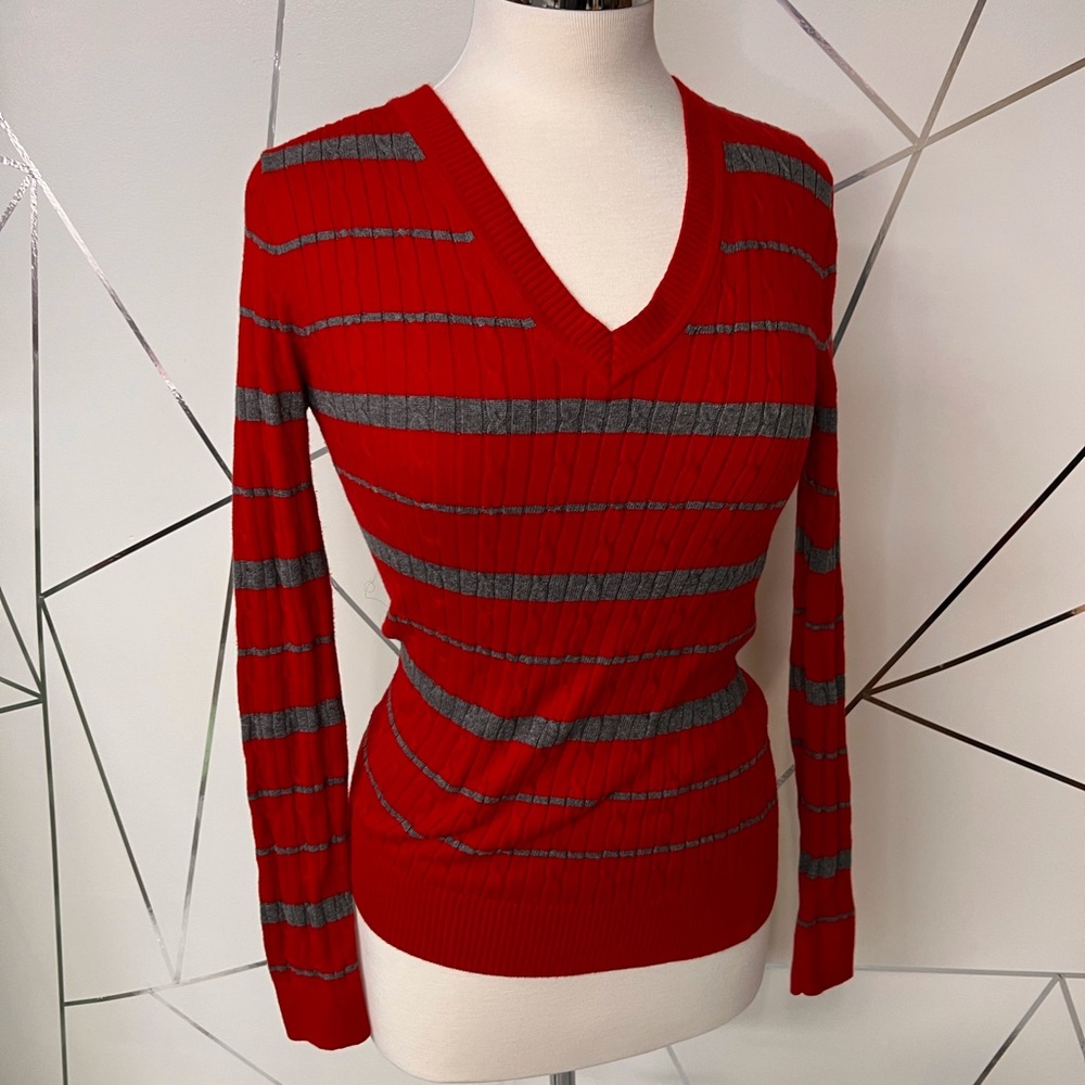 Striped V Neck Tommy Hilfiger Sweater